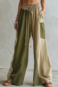 Women's Casual Color Blocked Wide Leg Trousers
