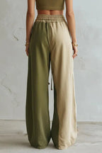 Women's Casual Color Blocked Wide Leg Trousers