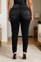 Women's Washed Water Spliced Rivet Casual Tight Jeans