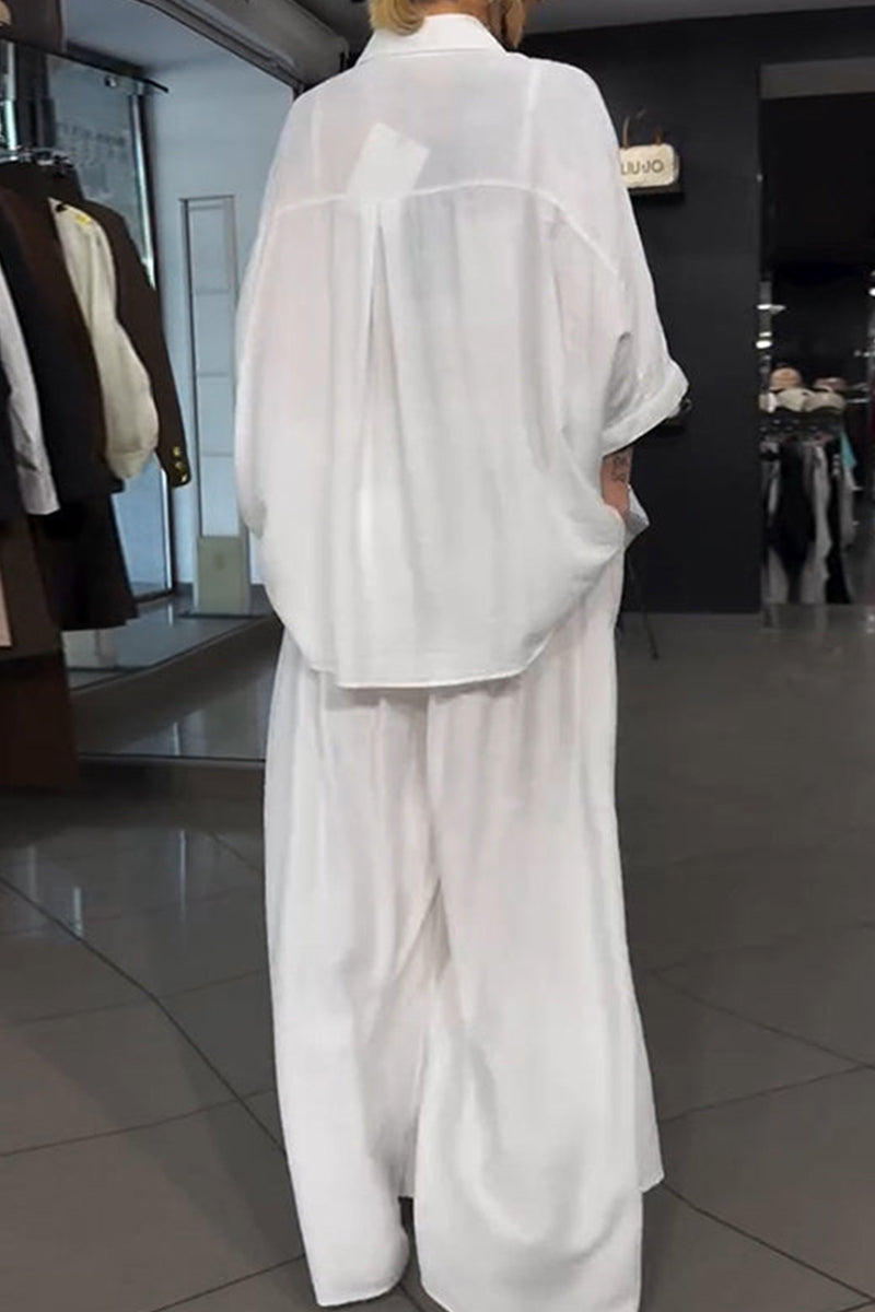 Women's Casual Loose Fit Printed Shirt Top Or Printed Loose Fitting Wide Leg Trousers