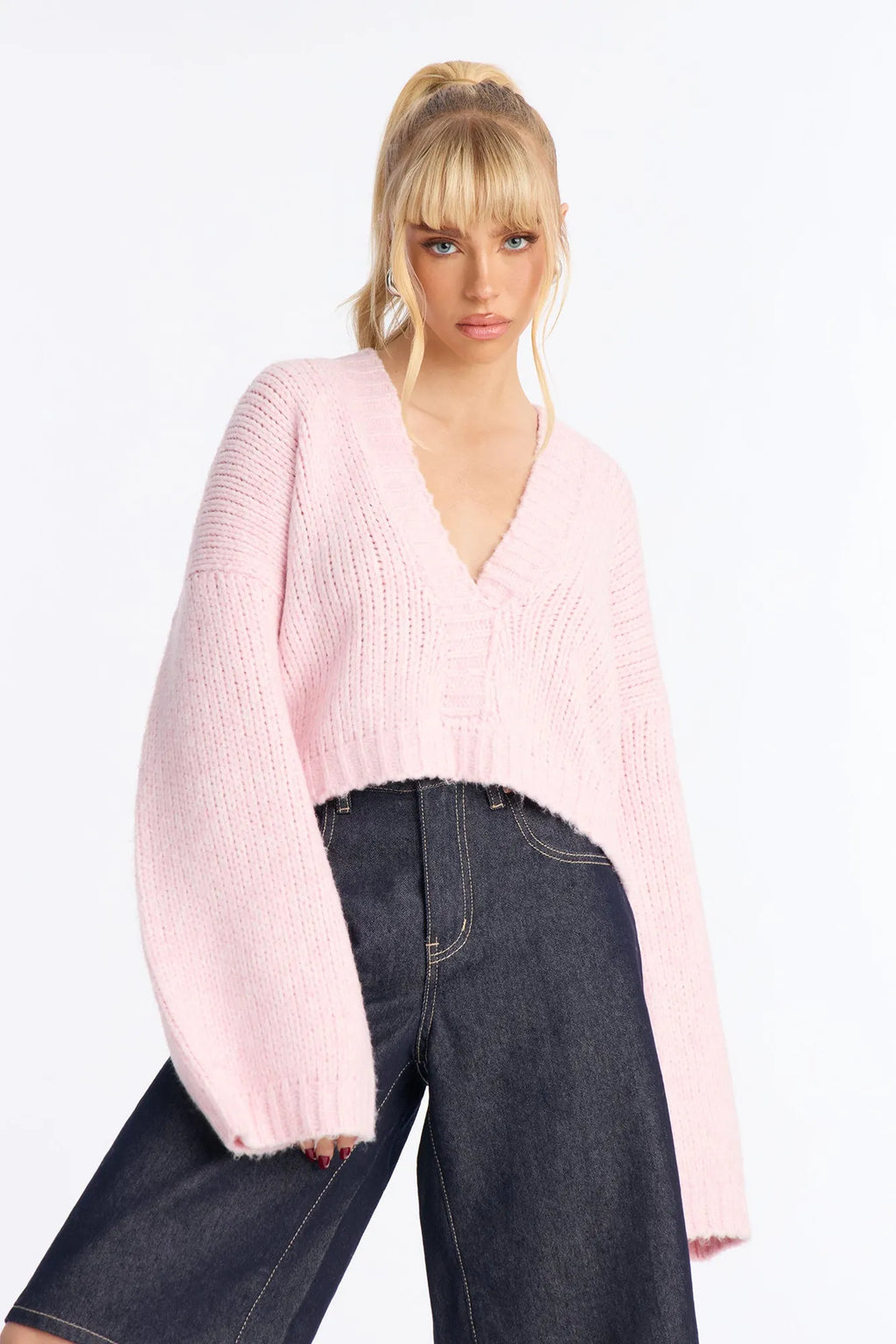 Warm Embrace Oversized V Neck Sweater - Chocolate