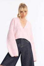 Warm Embrace Oversized V Neck Sweater - Chocolate