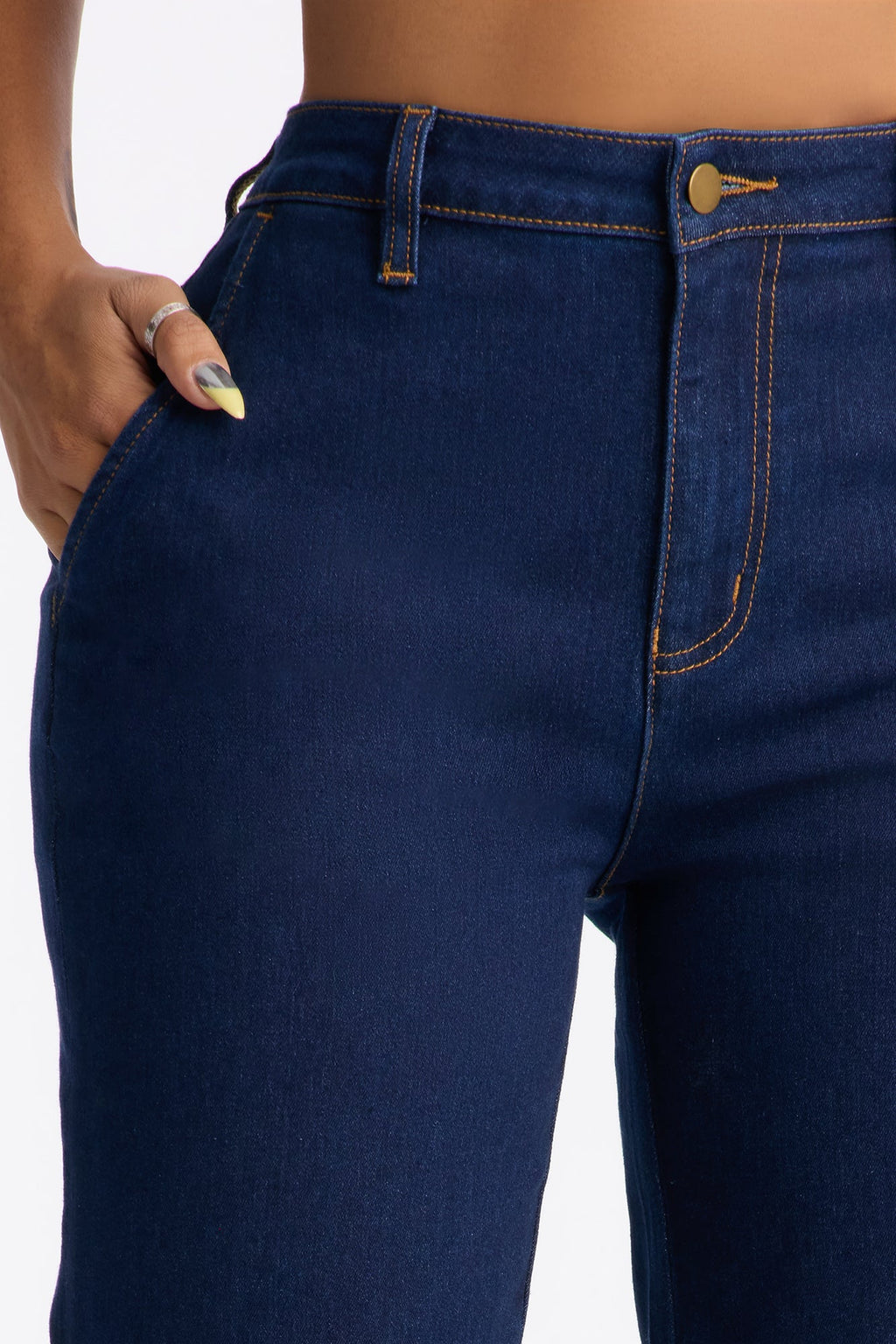 Born For This Cuffed Stretch Straight Leg Jeans - Rinse Blue Wash
