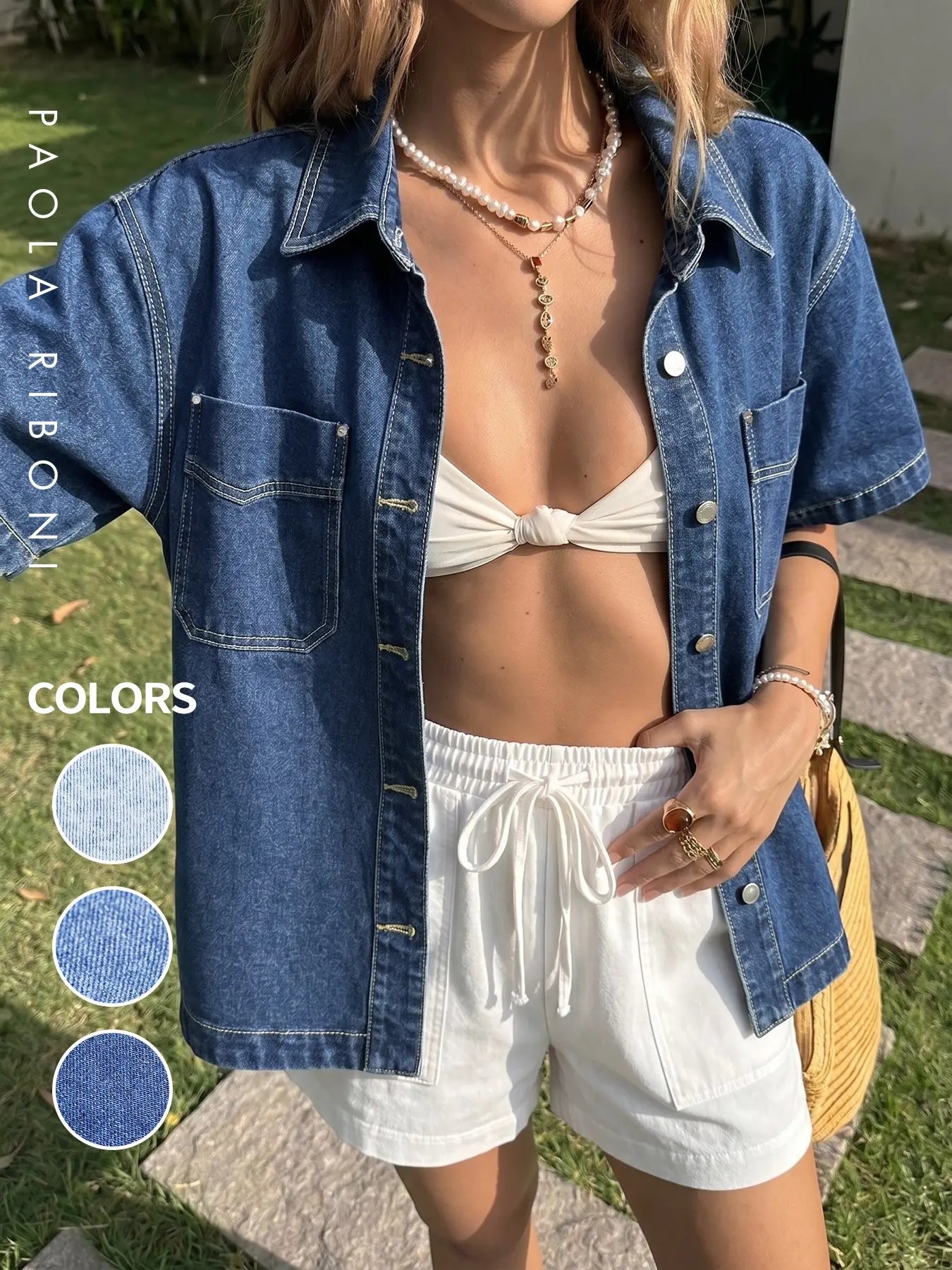 Short Sleeve Light Wash Denim Jacket for Women, Classic Casual Button Down Denim Jacket with Chest Pockets, Fashion Women's Clothing for Daily Wear, Vintage Western Trucker Jacket Coats