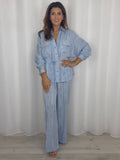 Blue Tie Dye Shirt Belted Trouser Co-ord