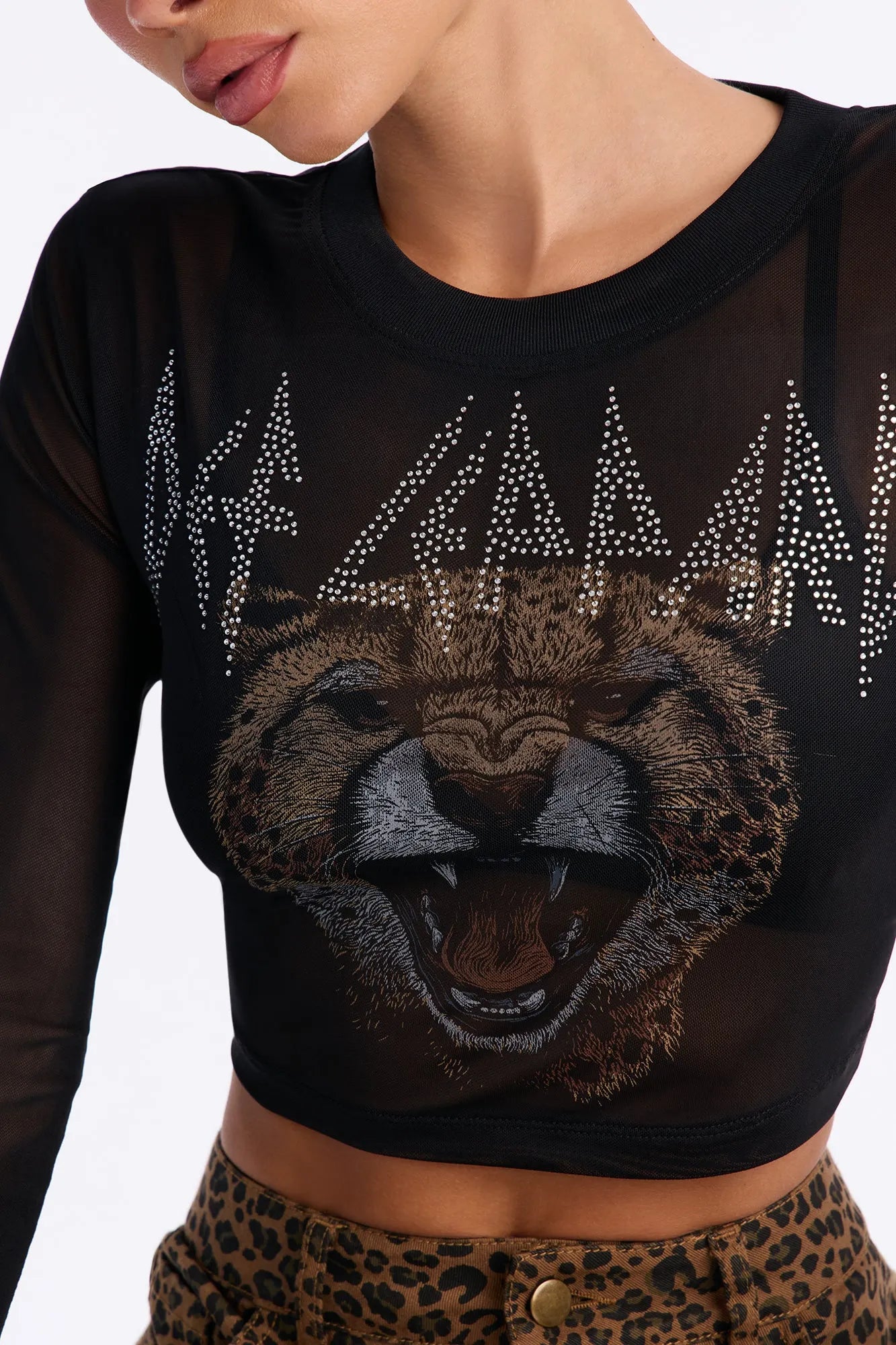 Def Leppard Forever Mesh Long Sleeve Baby Tee - Black