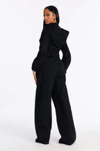 For The Hustle Hooded Utility Denim Jumpsuit - Black