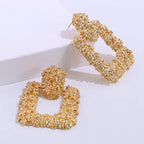 Geometric Frosted Stud Earrings Exaggerated Irregular Embossed Retro Ear Rings