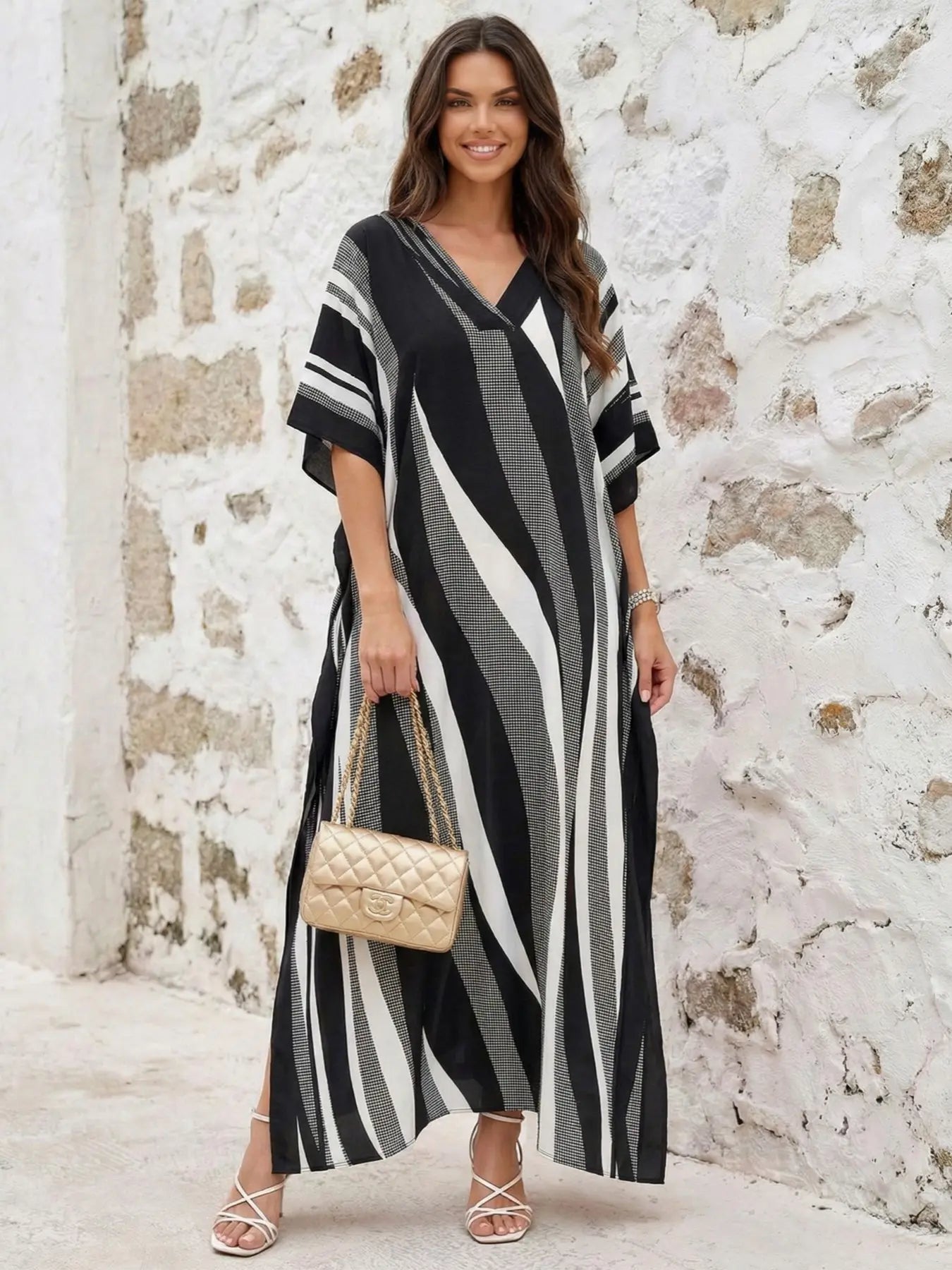 EDOLYNSA Leopard kaftans for woman caftan beach printing Moo Moo Dress casual cover up Bohemian daily wear Soft Homewear vacation party long dress lounge wear Q1615