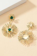 Rhinestone Decor Metal Sunflower Dangle Earrings