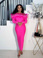 THE SOPHISTICATED GIRL BANDAGE FEATHER DRESS
