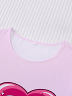 3-Piece Casual Sleepwear Set Pajamas Loungewear for Women Lady with Bow Print
