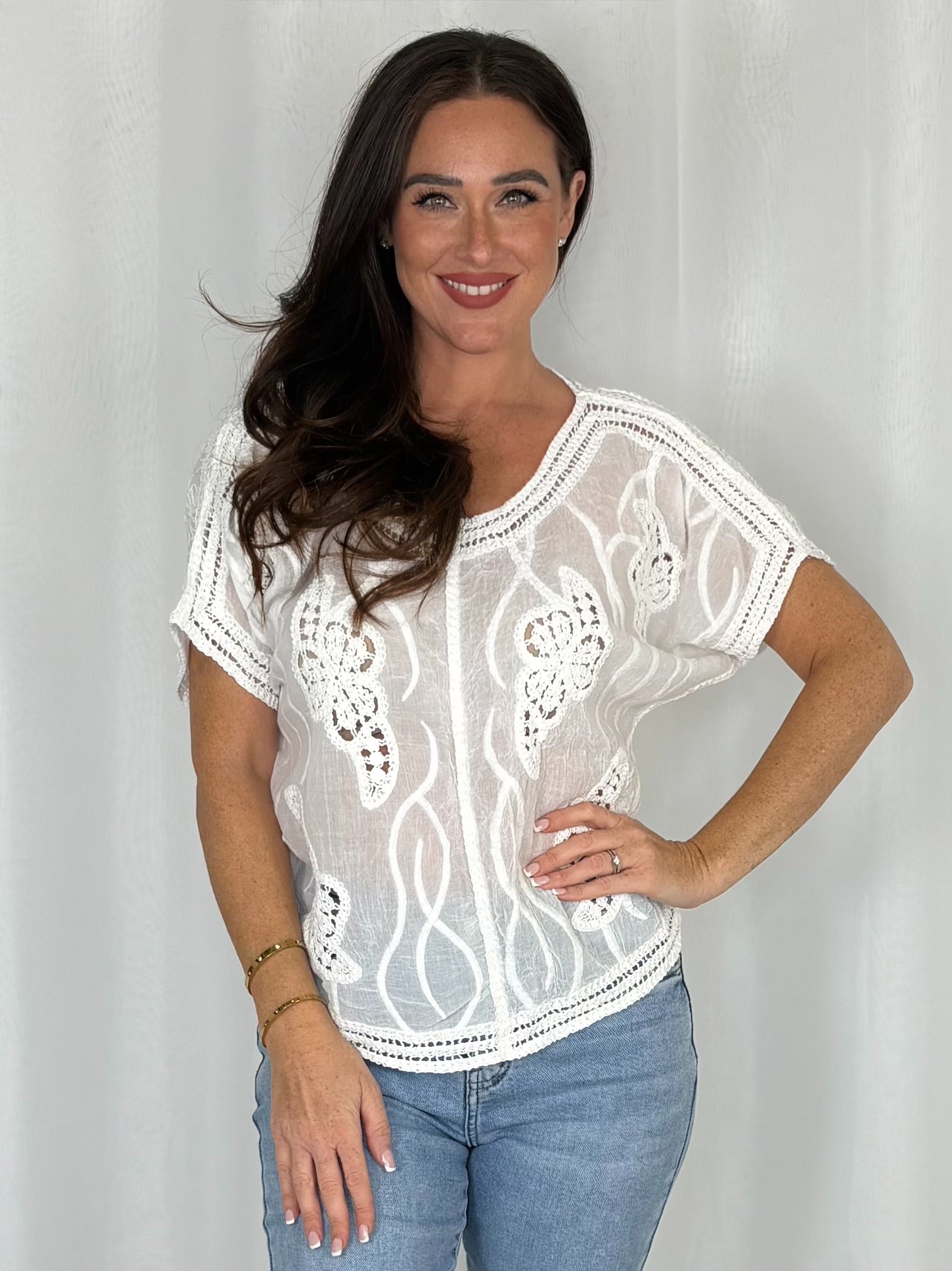 Crochet Round Neck Top (8 Colours)