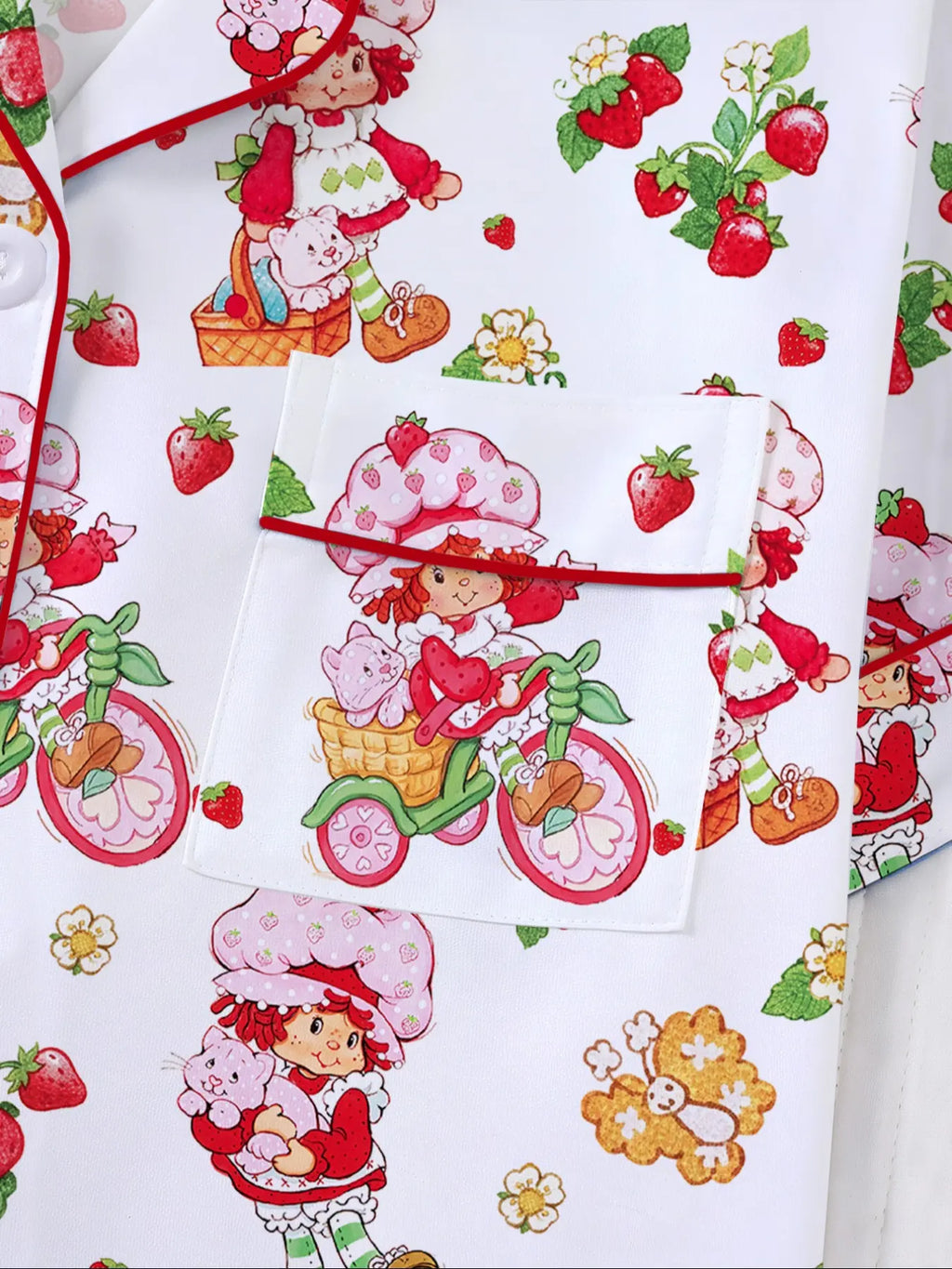 Women's Strawberry Cartoon Print Sleepwear Loungewear Set