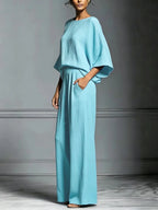 Women's 2026 Summer Bell-Sleeve Loose Clothing Set, Elegant Casual Trendy Outfit for Daily Wear