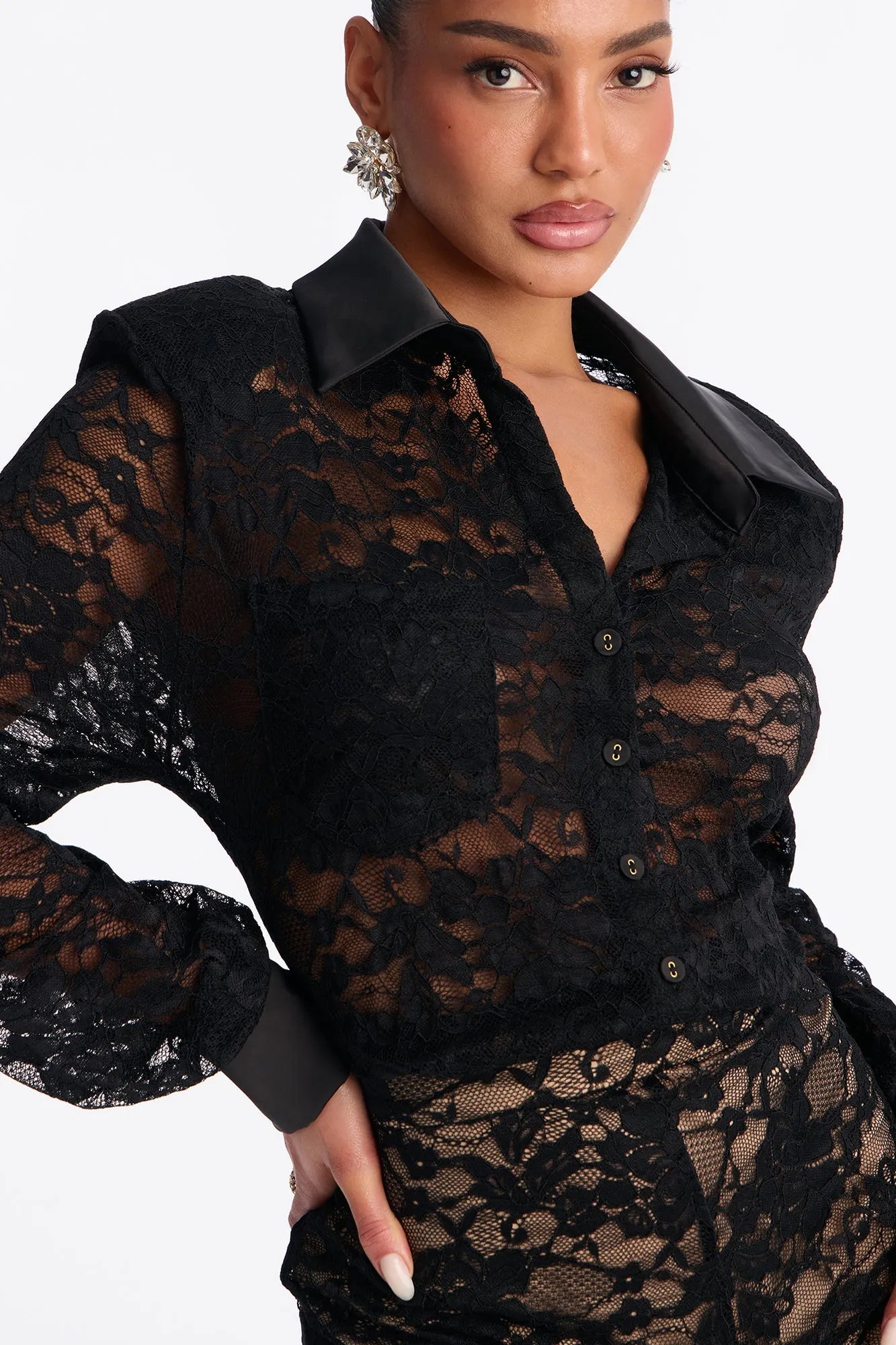 Midnight Lace Micro Short Romper - Black