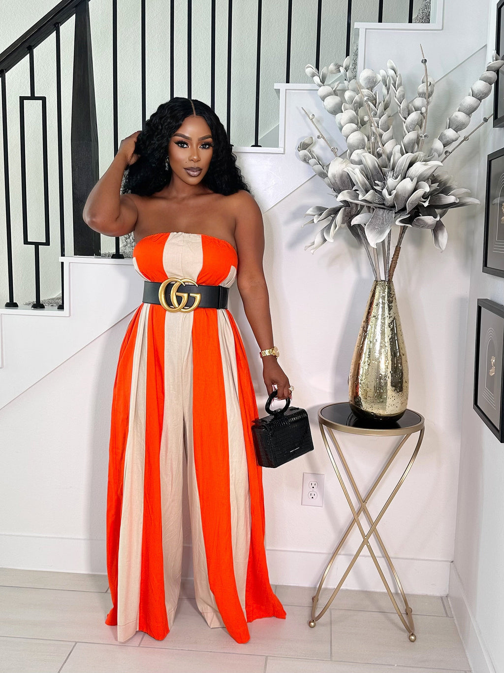 ELEVATE YOUR STYLE STRAPLESS JUMPSUIT (ORANGE)