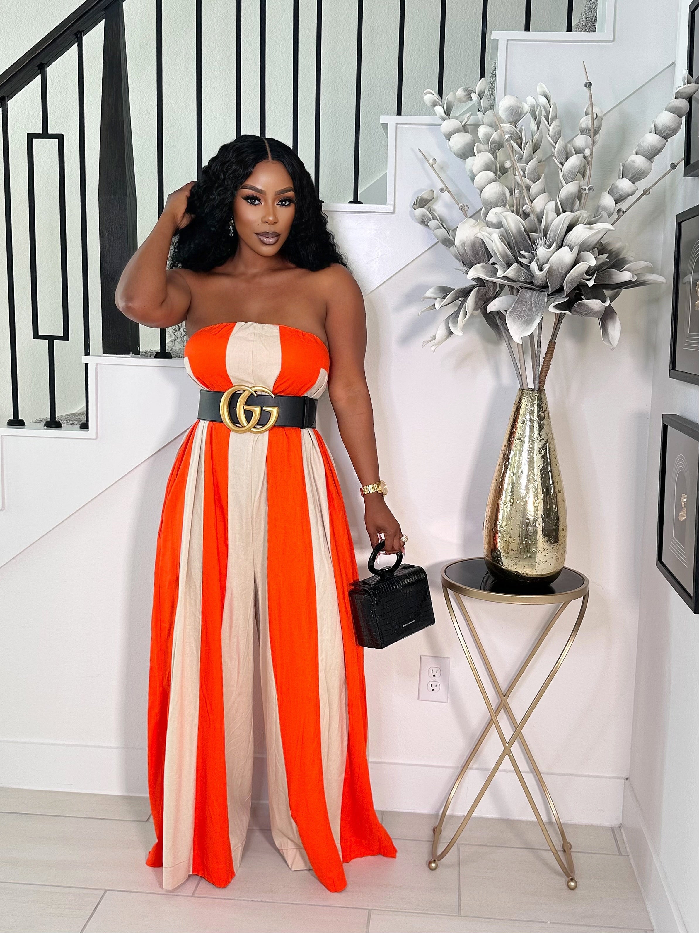 ELEVATE YOUR STYLE STRAPLESS JUMPSUIT (ORANGE)