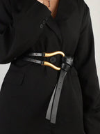 Women's Versatile Wide Waist Belt With Large Horseshoe Buckle Decor, Leather Belt For Skirts