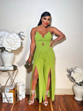 TAKE HER BACK WIDE LEG JUMPSUIT WITH A SPLIT