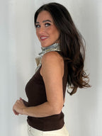 Flat Knit Vest Top With Scarf (2 Colours)