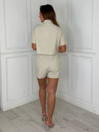 Havana - Embroidered Stripe Co-Ord (Beige)