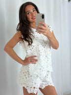 Bib Style Laser Cut Top And Shorts Co-Ord