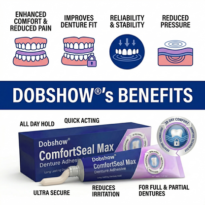 🦷🔥Dobshow® ComfortSeal Max Denture Adhesive—🧑‍⚕️✅96-hour long-lasting, heat adaptive technology