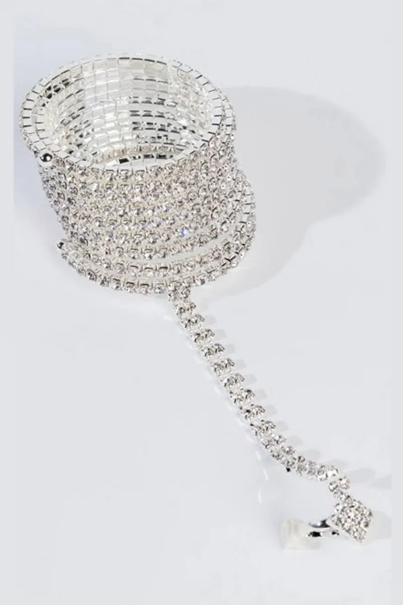 Fashionable Multi-Layer Rhinestone Finger Linked Bracelet