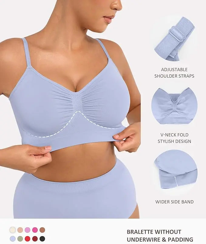 FeelinGirl Women's Wireless Bra Comfort Bralettes No Underwire Unlined Cami Bra Seamless Tshirt Bras Sports Bra Bralette Basic Comfortable Fit Womenswear Everyday Up to 44DD Summervibes