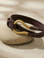 Women's Versatile Wide Waist Belt With Large Horseshoe Buckle Decor, Leather Belt For Skirts