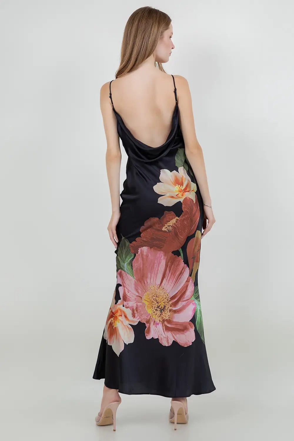 Floral Satin Slip Maxi Dress