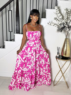 PINK FLORAL IN THE FALL MAXI DRESS