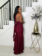 STELLA MAXI HALTER NECK DRESS (CHERRY)