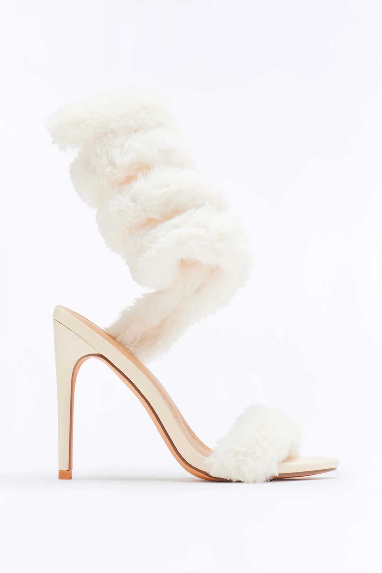 Flurry Faux Fur Wrap Up Heels - Black