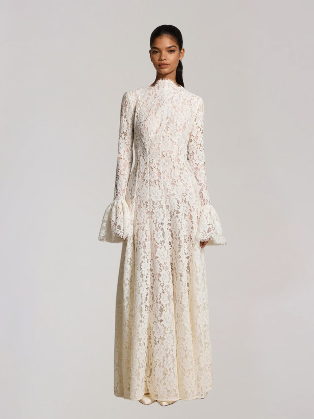 Ferith Bell Sleeve Lace Maxi Dress