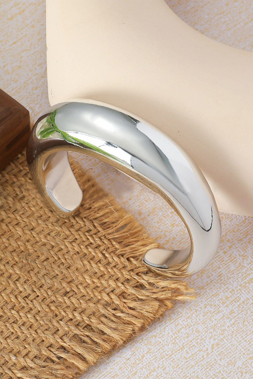 Irregular Shaped Metallic Sheen Fashionable Open Bangle Bracelet