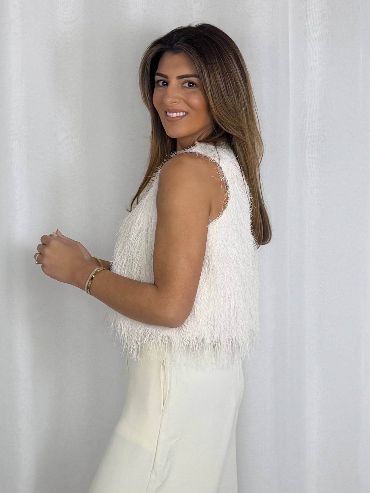Textured Feather Racer Style Top (4 Colours)
