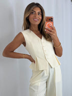 Cream Waistcoat And Shorts Co-Ord