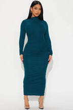 Lana Long Sleeve Midi Dress - Black