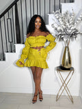 FEEL THE PRESSURE OFF THE SHOULDER SKIRT SET (GREEN)