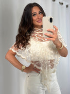 Sheer Lace High Neck Top
