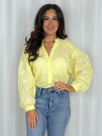 Floral Sleeve Embroidered Sequin Detail Shirt (2 Colours)