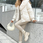 Stylish quilted jacket with faux fur collar