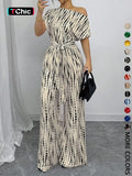 Women's All Over Print Tie Front Jumpsuit - Casual Style