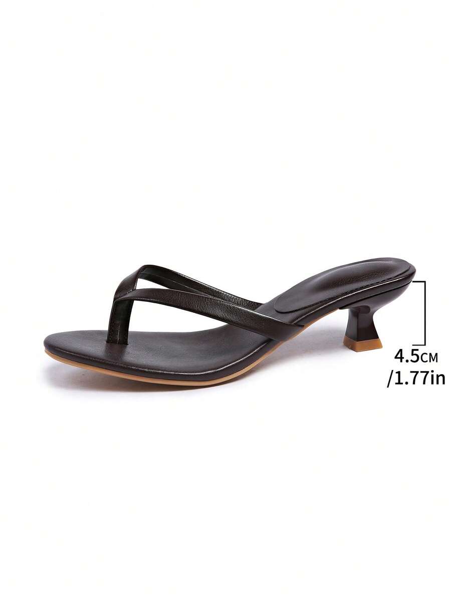 Square Toe Wide Foot Thong Sandals With Thin Heel, Versatile Outdoor Wear Thin Heel Thong Flip Flops For Women, Chic & Elegant