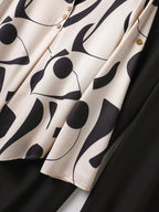 2pcs Women Contrast Color Print Shirt And Pants Set Old Money Style Business Casual Woman Blouse Sets For Ladies Two Piece