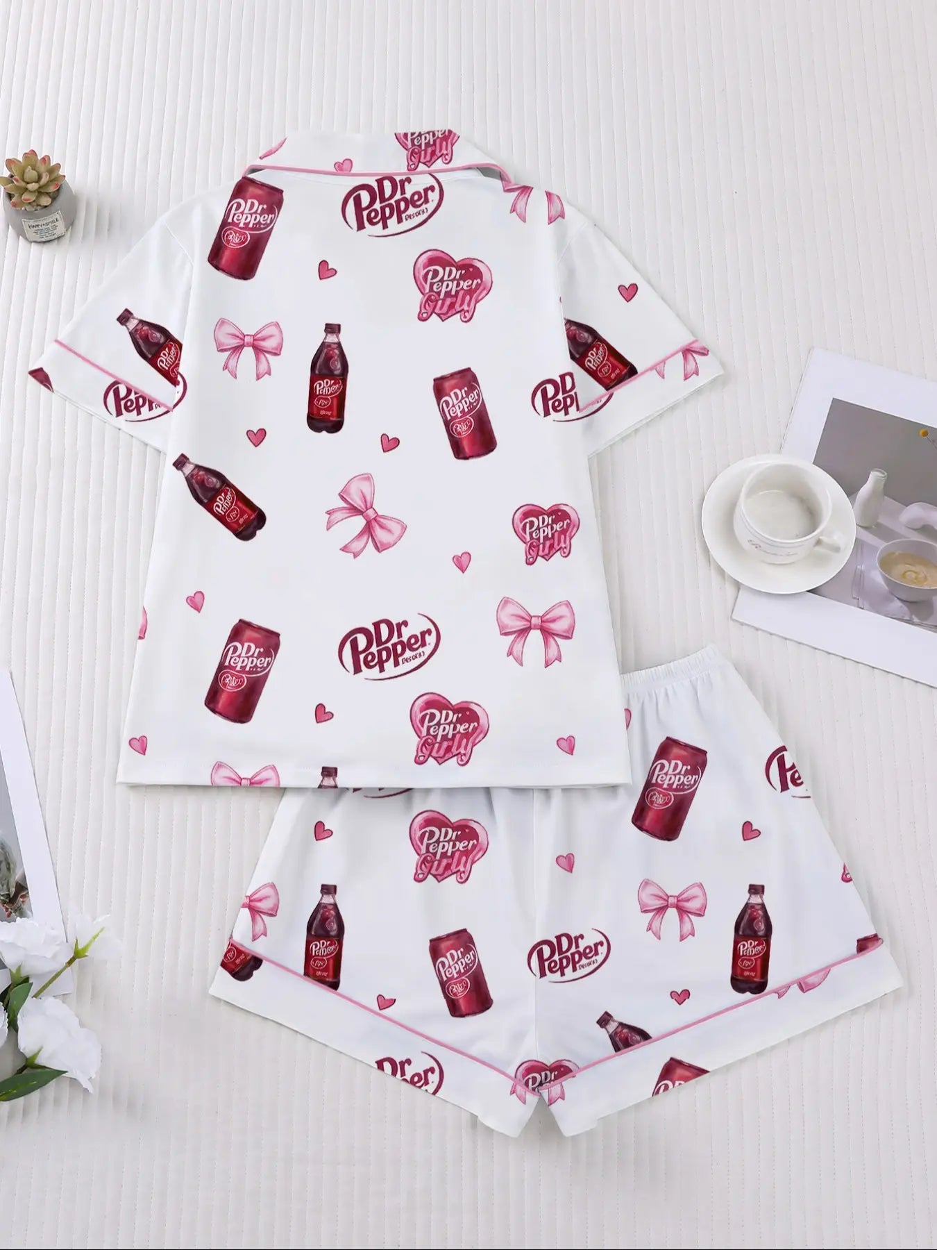 Women's Heart Bow Print Sleepwear Set