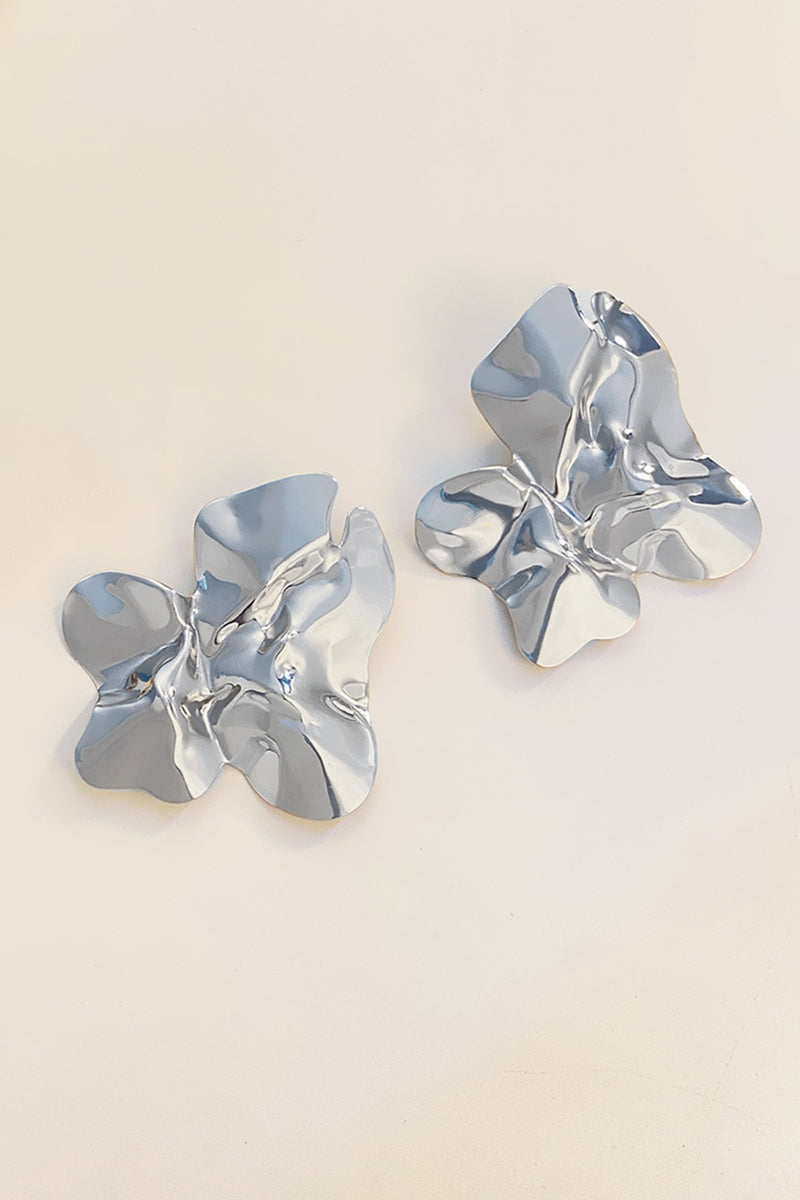 Irregular Shaped Metallic Sheen Fashionable Stud Earrings