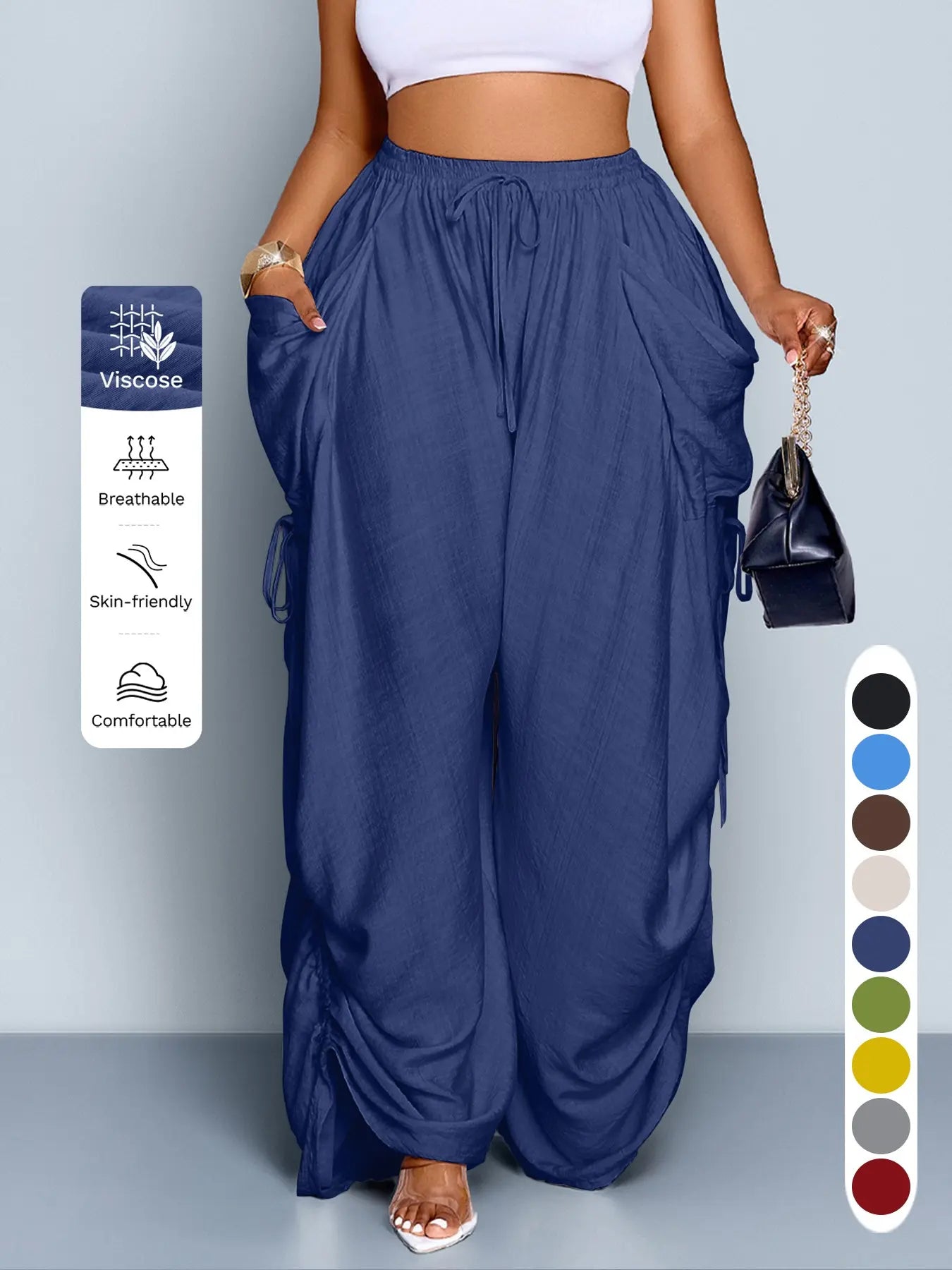 Women's Casual Loose-Fit Wide Leg Pants - All-Season Comfort